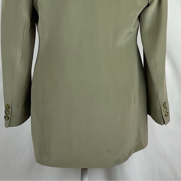 Hugo Buscati Tan Silk Double Breasted Vintage Blazer Size 6 - Picture 7 of 12